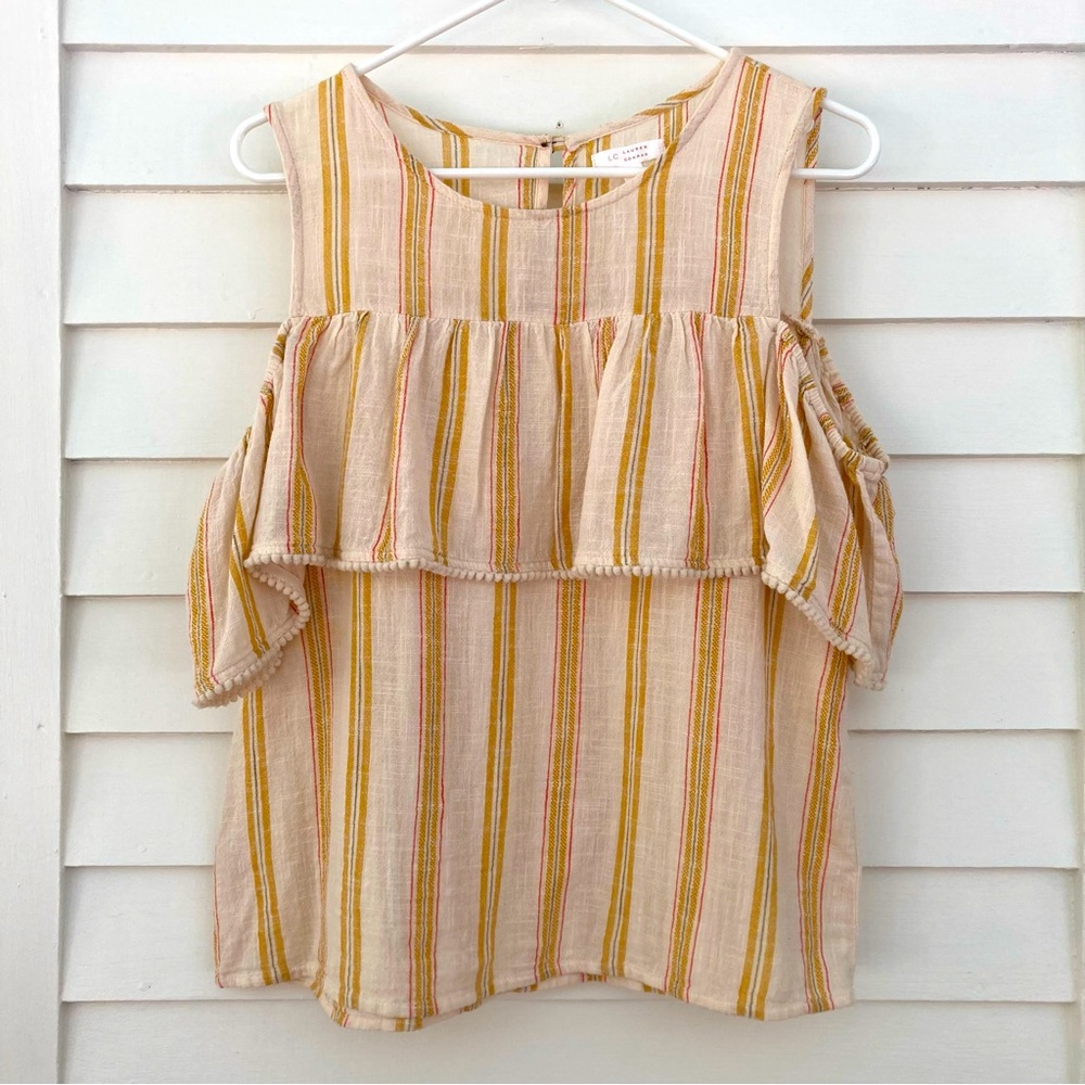 LC Lauren Conrad | Off the Shoulder Striped Cotton Tank Size M